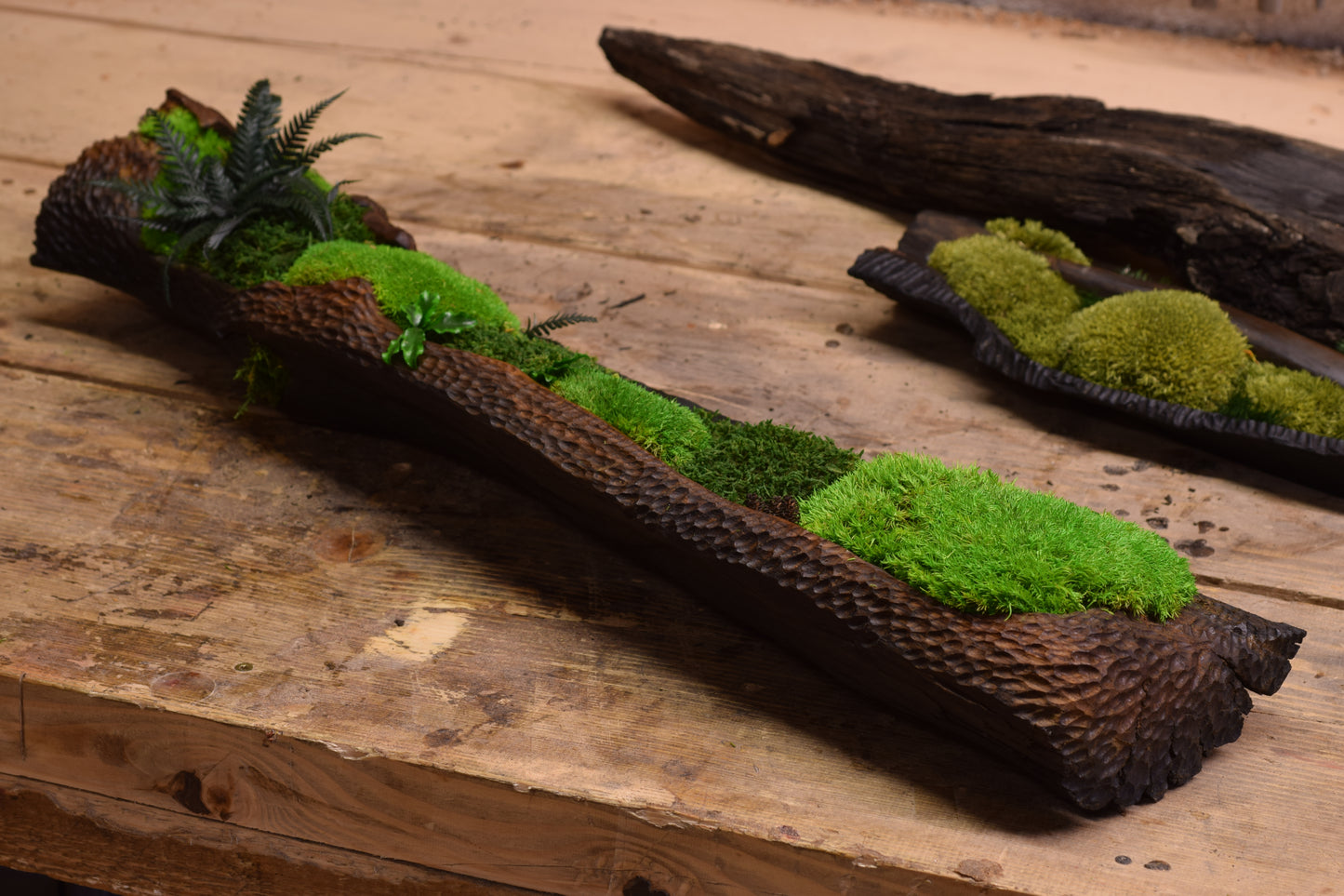 Moss II. - Bog Oak Bowl with Fossilized Moss